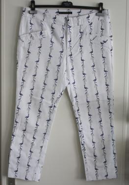 Witte broek met blauw witte flamingos maat xl