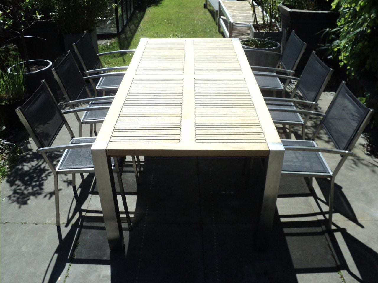 Prachtig TEAK HOUTEN / RVS tuinset 6 pers.
