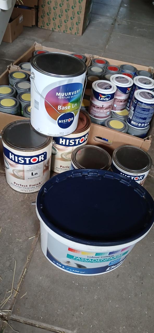 Diverse kleuren Histor muurverf totaal 65ltr