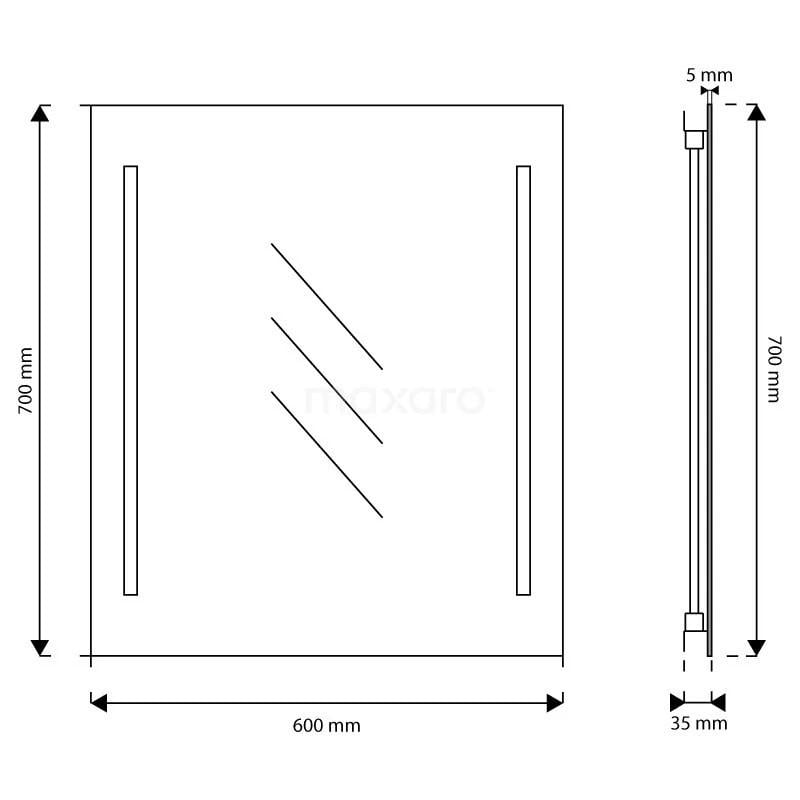 Meso Badkamerspiegel met ledverlichting | 60x70cm