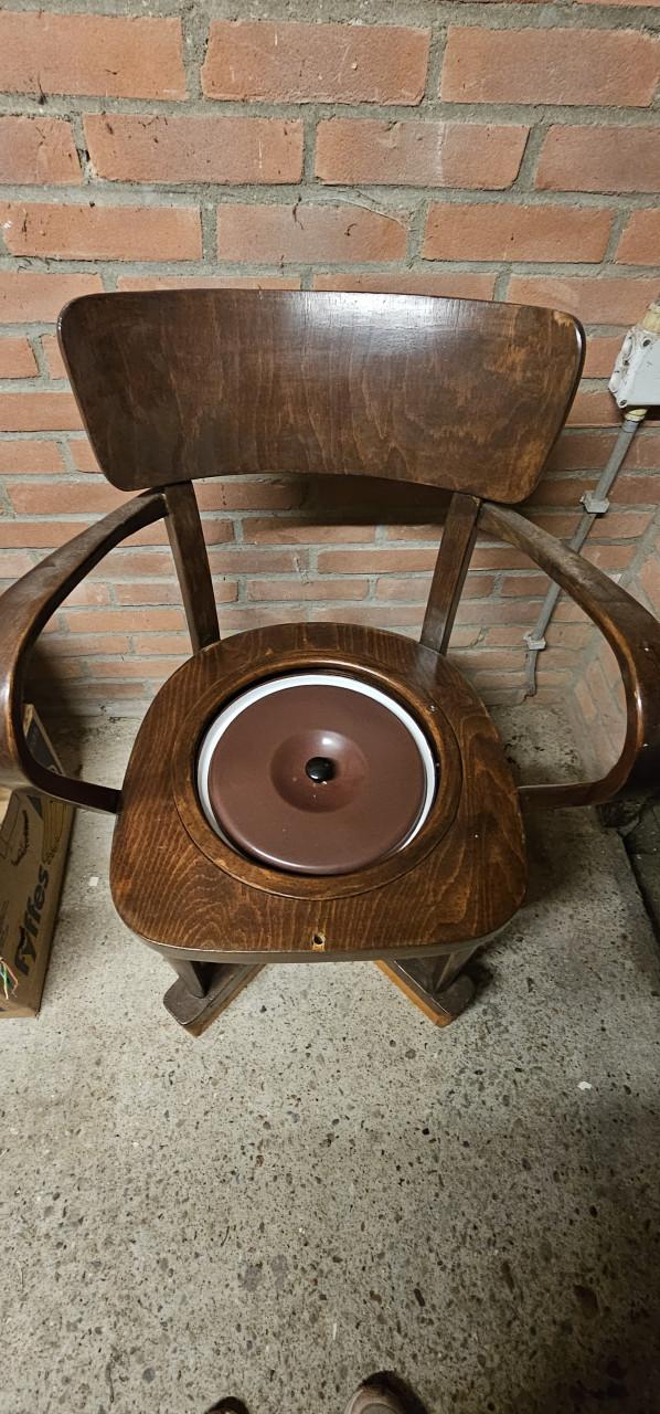 Antieke houten po-stoel – prachtige originele stoel
