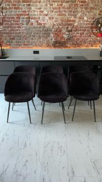 Eetkamerstoelen black velvet 6 stuks