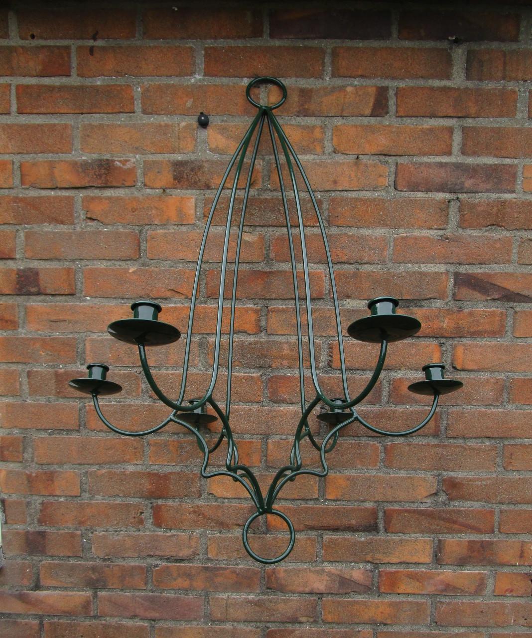 Mooie donker groene Kroonluchter voor kaarsen.