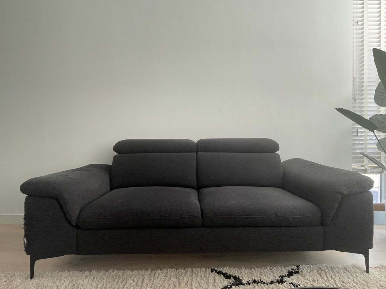 Bankstel Zwart Stof - 2.5 zit + 2 zit (met beschadiging door katten)