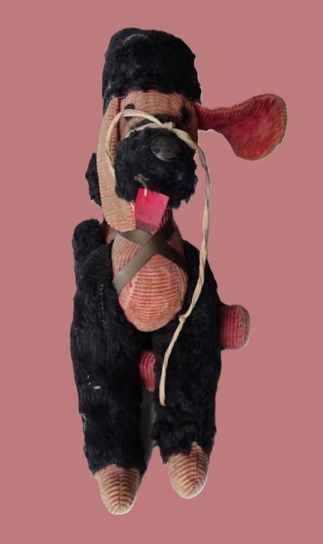 Oude Vintage Poedel Knuffel pop hond