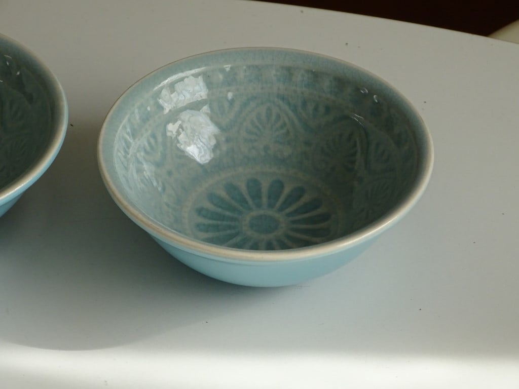 2 Celadon Schaaltjes Rijstkommen China T.E.A.B.