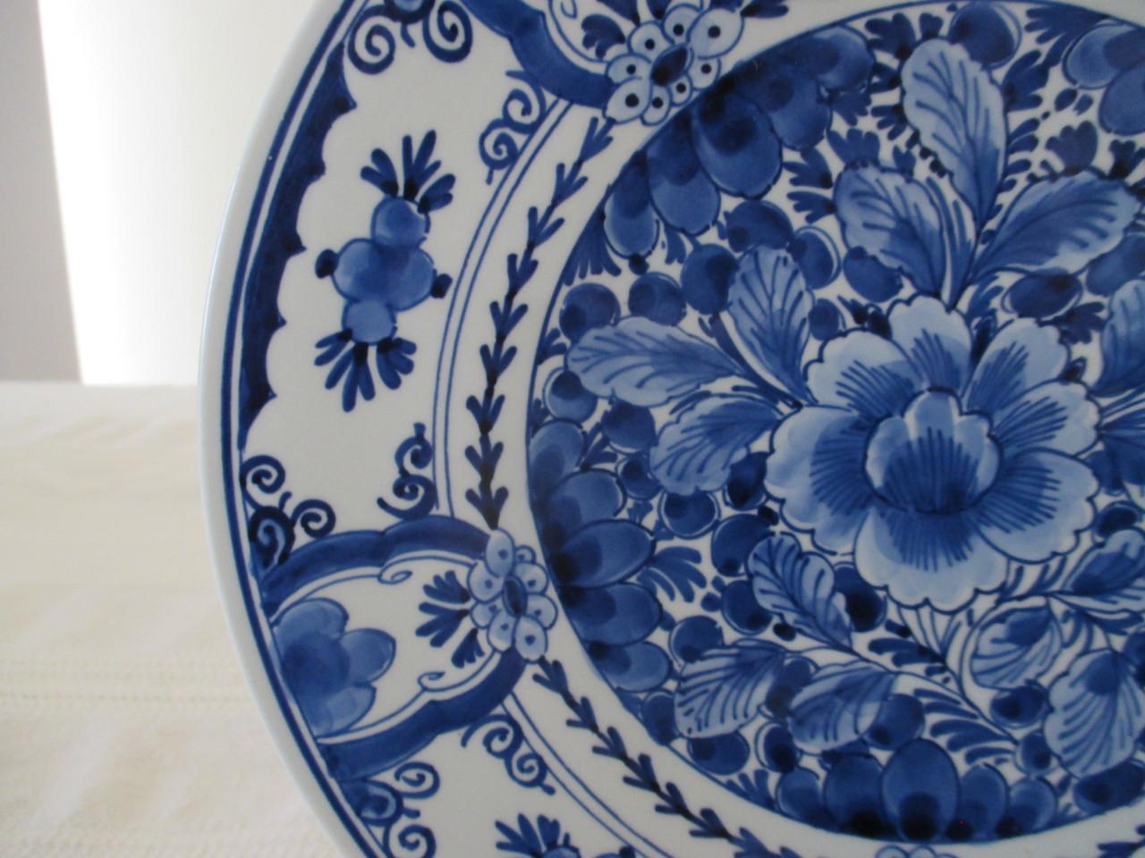 Zeer Mooi Vol Geschilderd Delftsblauw Bord ( De Porceleyne Fles )