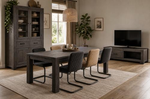 Henders & Hazel set: vitrinekast, tv-meubel, eettafel + 6 stoelen