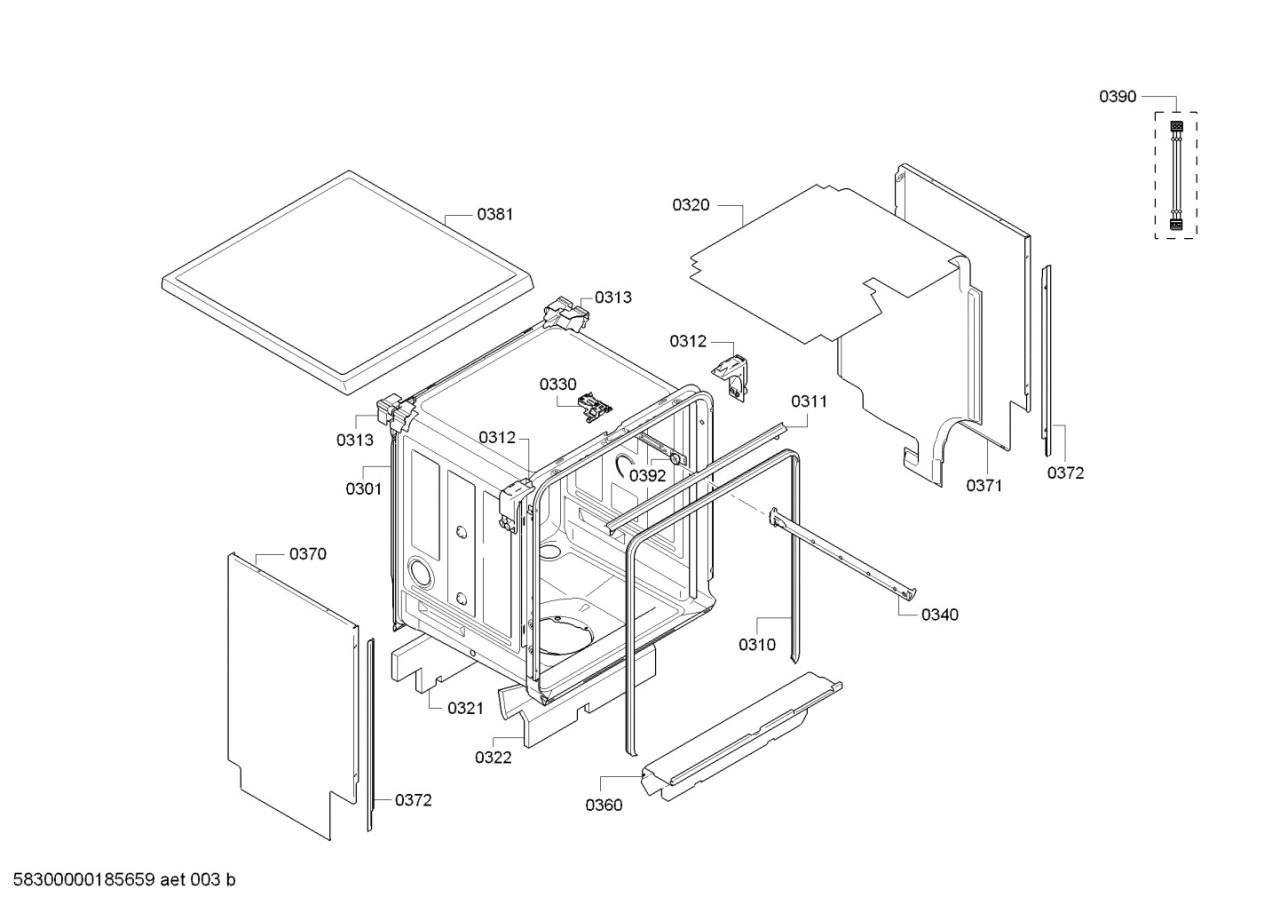 Siemens IQ 500 Zeolith vaatwasser SN 25M245EU/a7 in onderdelen