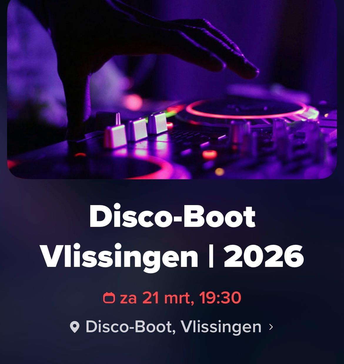 3 kaartjes voor de disco-boot Vlissingen