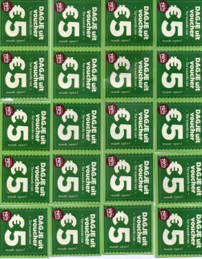 20 stuks  PLUS  Dagje uit vouchers  voor  € 4,50
