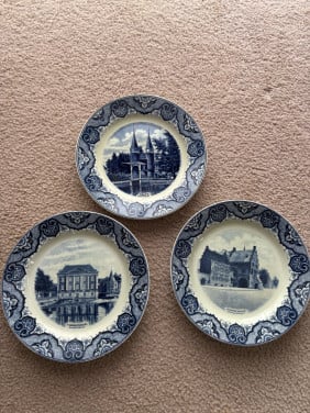 3 Delftsblauwe borden om op te hangen