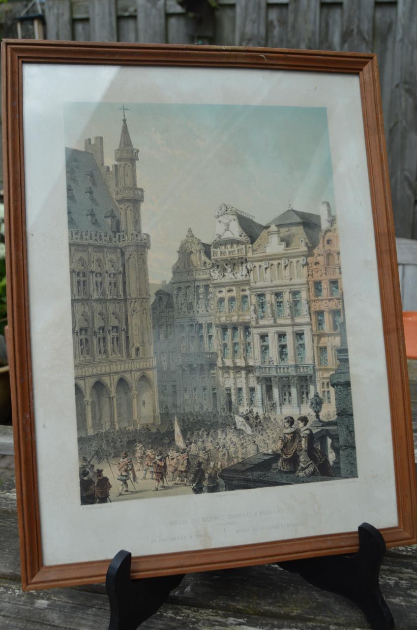 Belgische lithografische prenten van gebouwen (1)