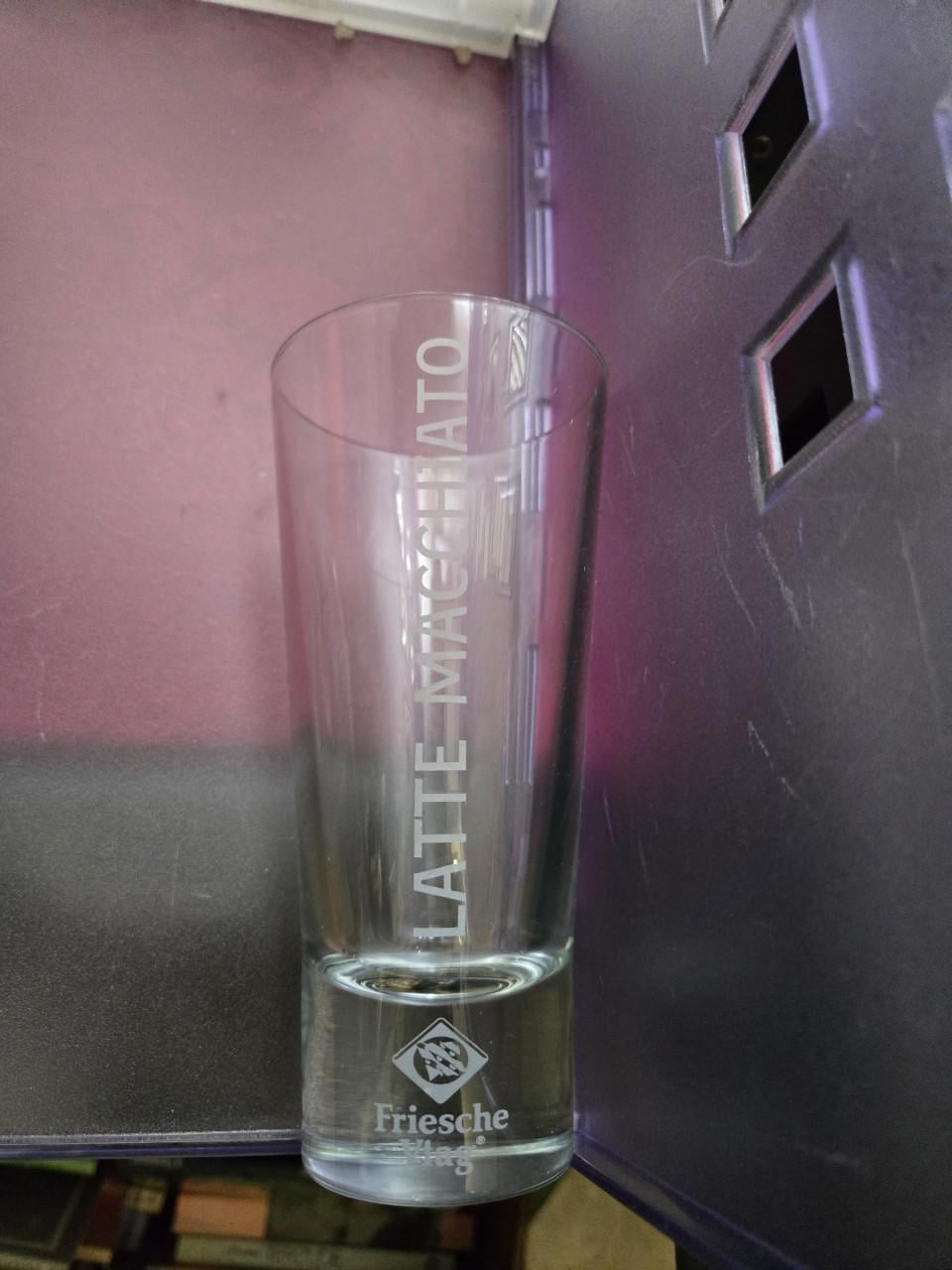 3 glazen voor latte macchiato Friesche Vlag H 16 cm Ø 7.5-5 cm Nieuw