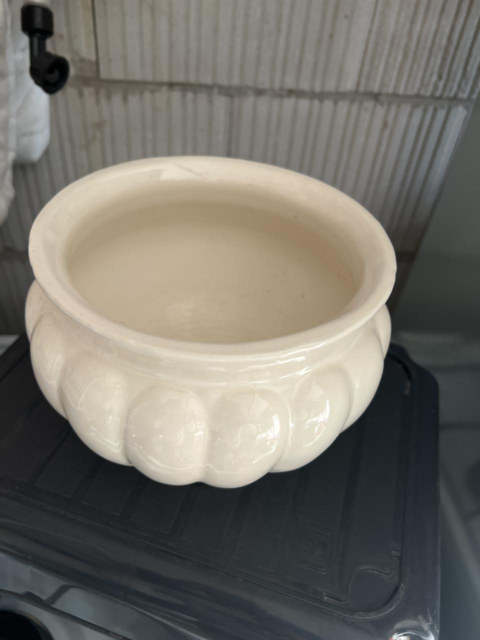 Mooie Aardewerk Bloempot - Crème