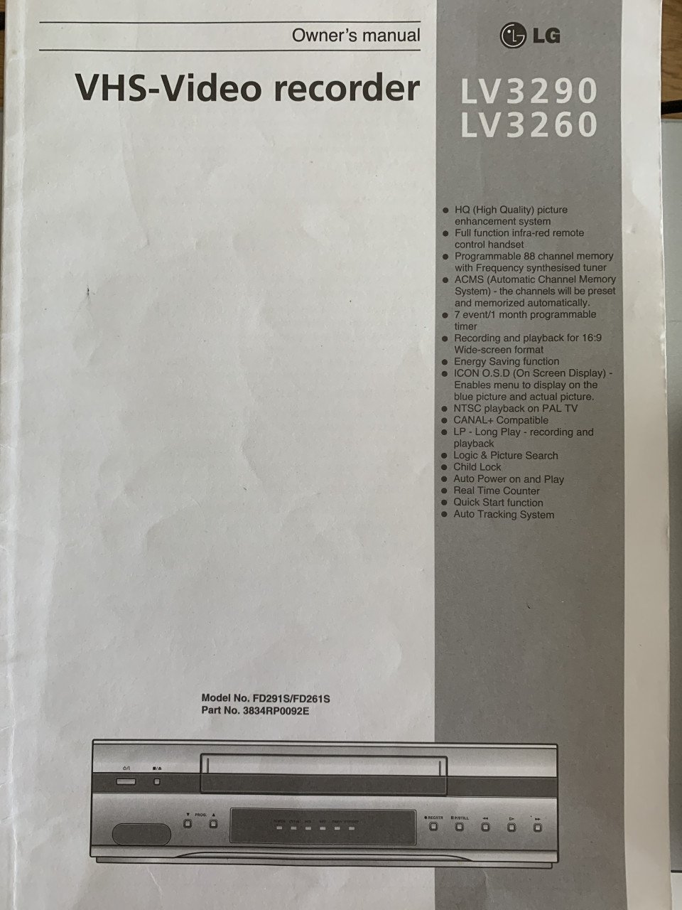 LG VHS-videorecorder z.g.a.n