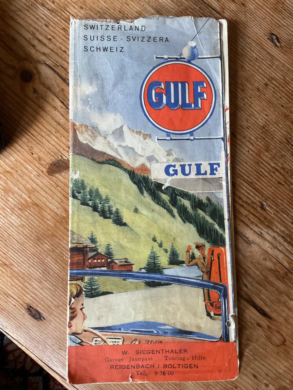 Vintage GULF landkaart Zwitserland