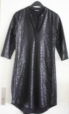 Zwarte lederlook jurk maat s