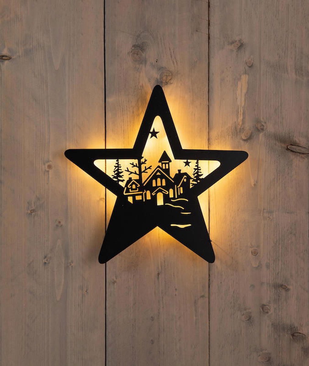 Kerstster verlicht 60cm zwart met LED
