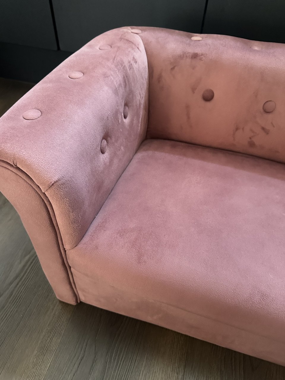GERESERVEERD Kinder sofa oudroze velours