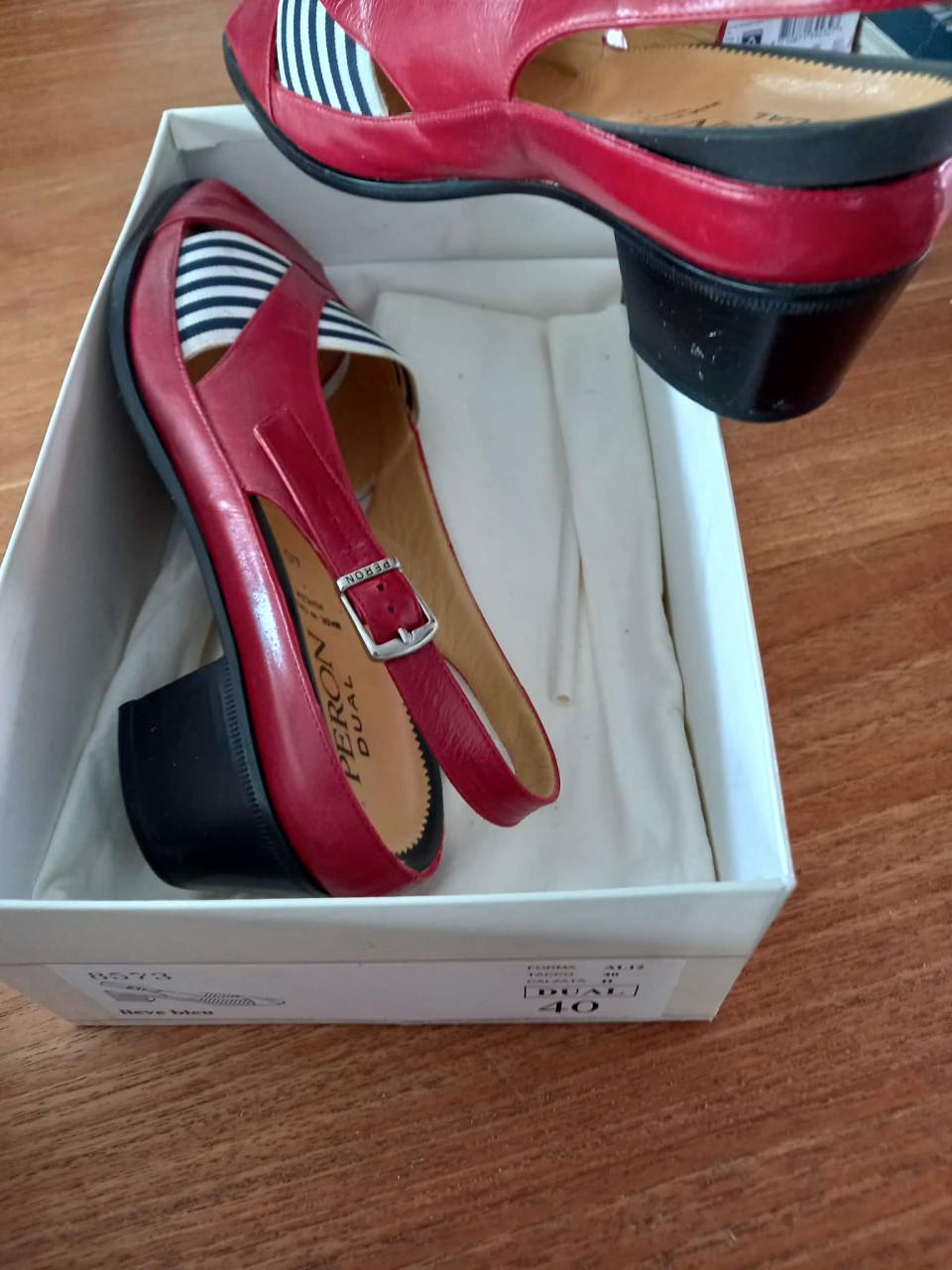 Peron Dual Slingback Pumps Rood/Wit Maat 40