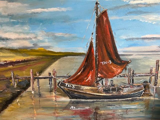 Th-3  aan de dijk olie verf  120 x 60 cm doek