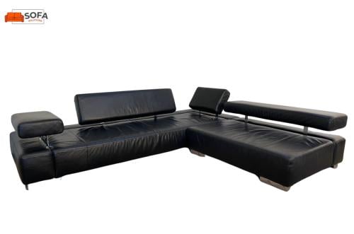 Bruhl Zwarte Leren Hoekbank-Ruime Lounge – Gratis Levering NL