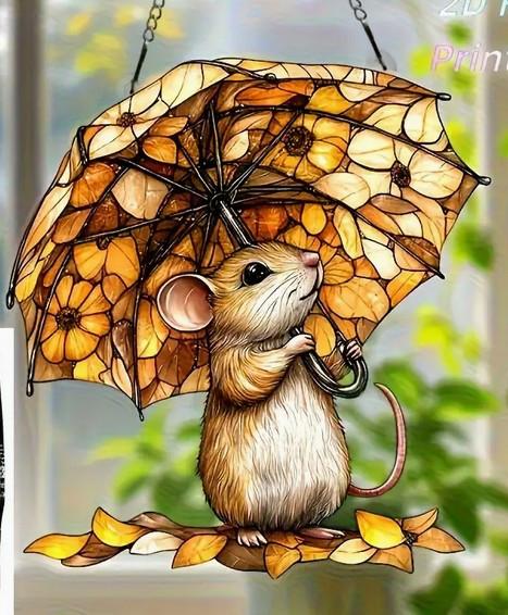 Raamhanger muis met paraplu