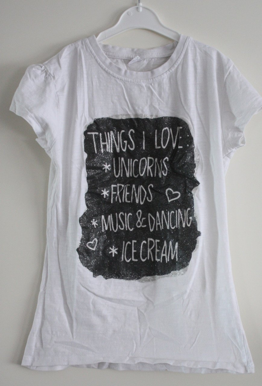 Wit shirt met print maat 146-152