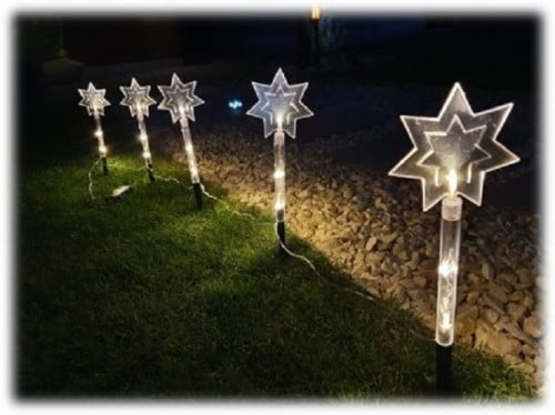 Tuinspies Ster LED 5 stuks met timer 36cm hoog