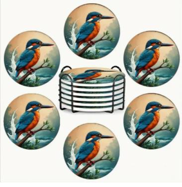 Onderzetters IJsvogel steen met standaard