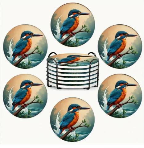 Onderzetters IJsvogel steen met standaard