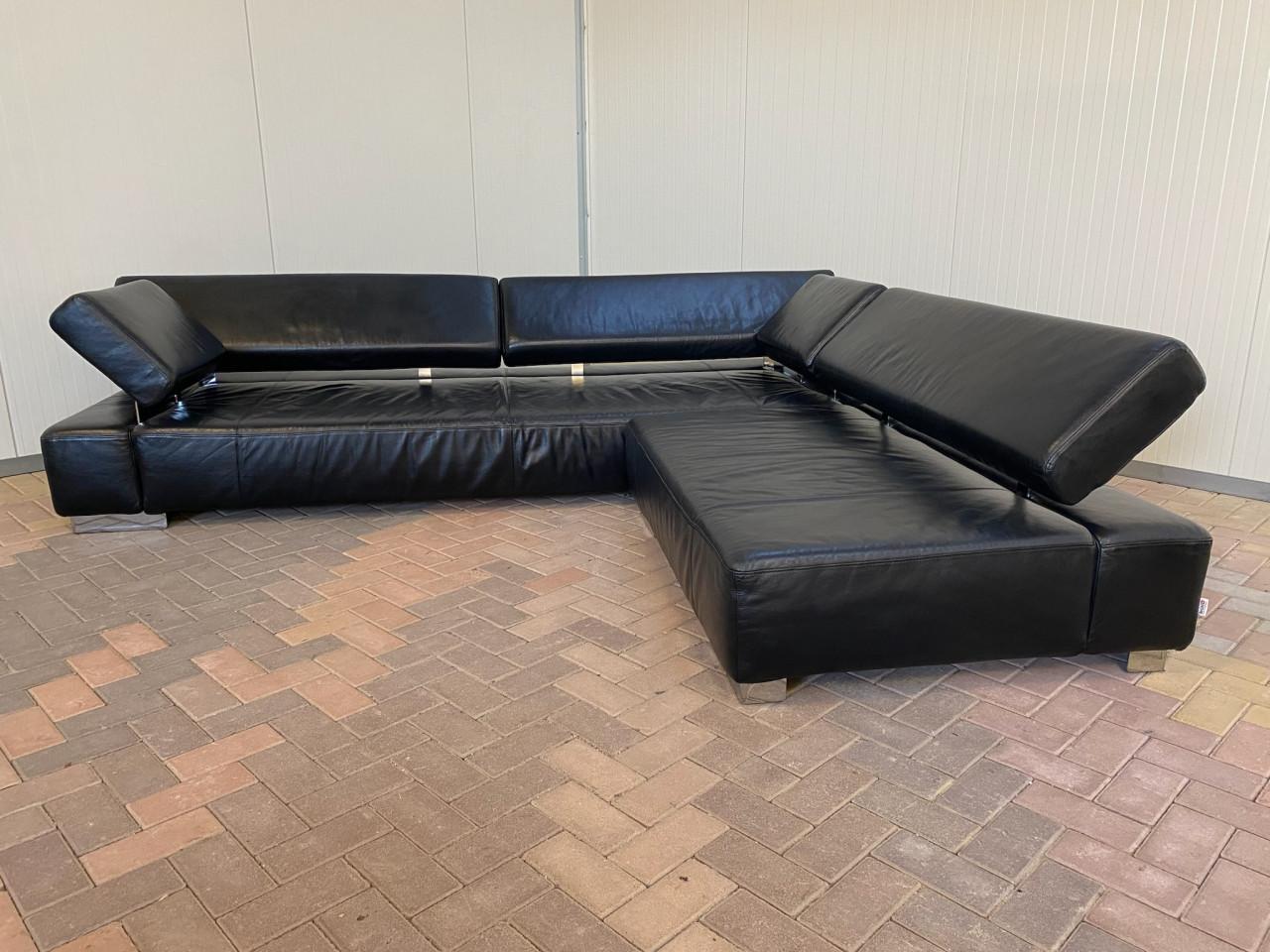 Bruhl Zwarte Design Hoekbank – Echt Leer – Gratis Levering NL & BE