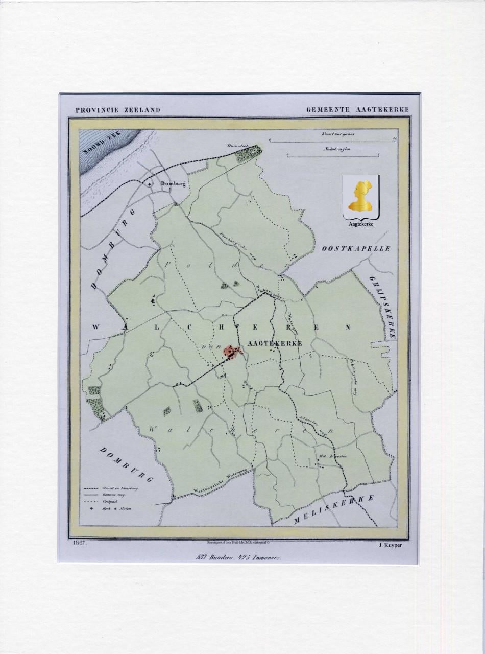 Kaart van J Kuyper 1866 Aagtekerke, Arnemuiden