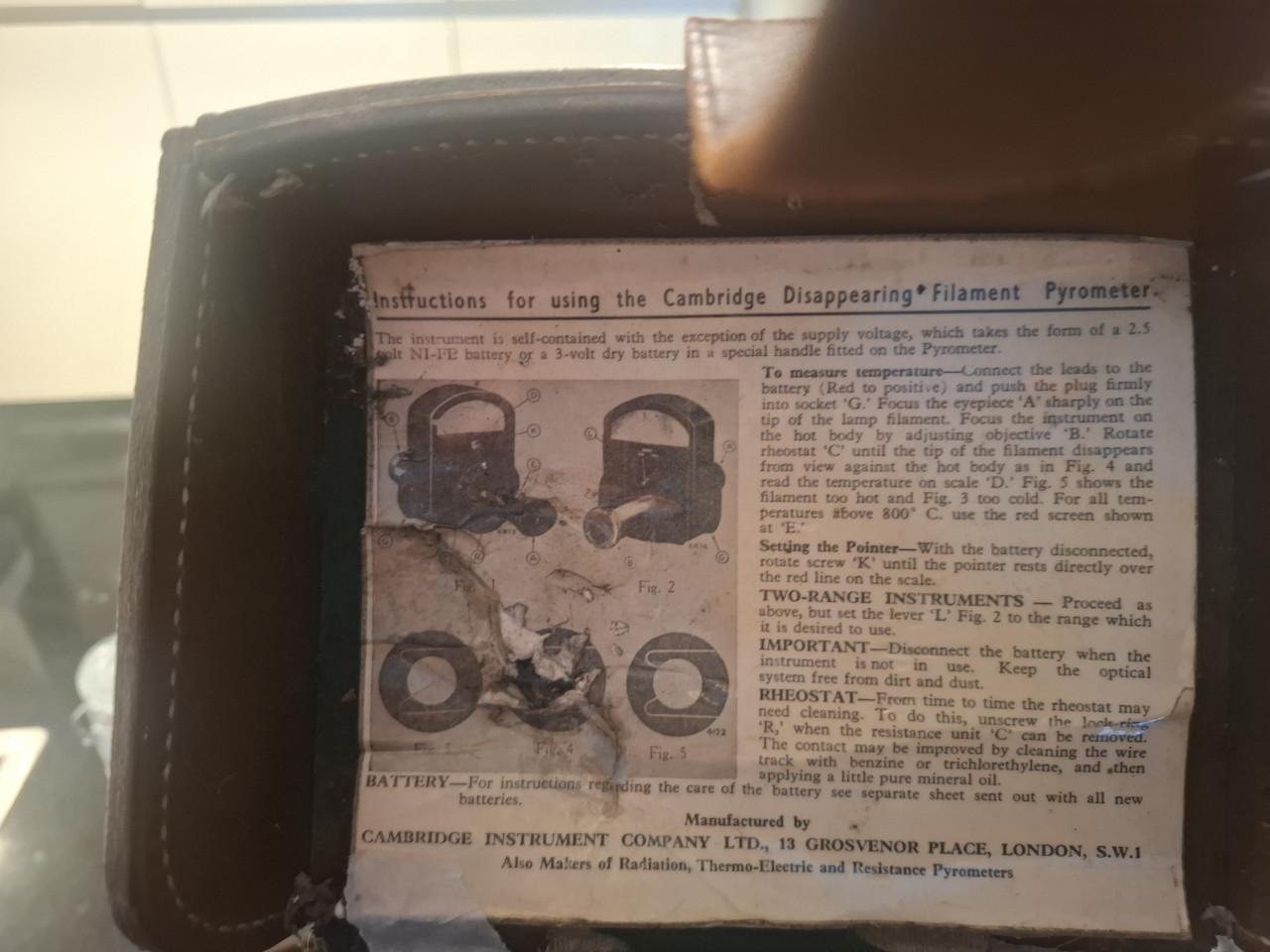 100 jaar oude Cambridge Pyrometer