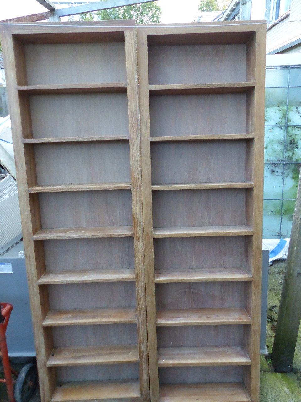 Boekenkast vitrinekast teakhout 2 stuks 60b16d201hoog hangkast