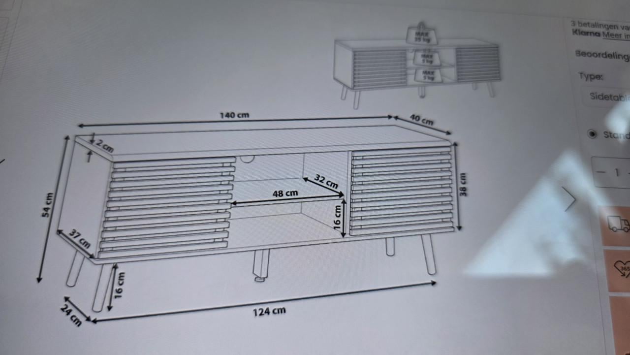 TV-meubel Model Perth van Beliani 140cm breed