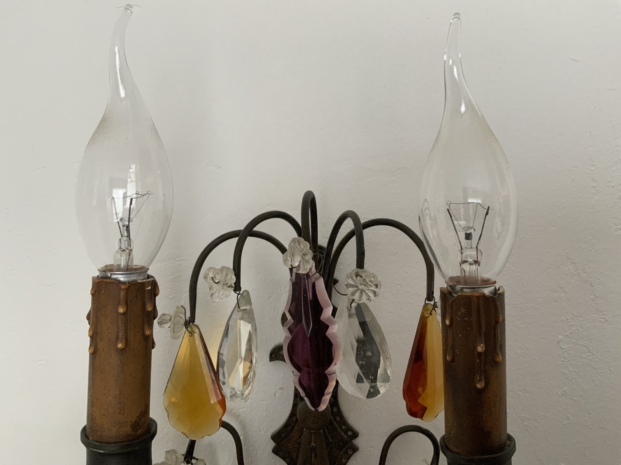 Antieke wandlampen,brons