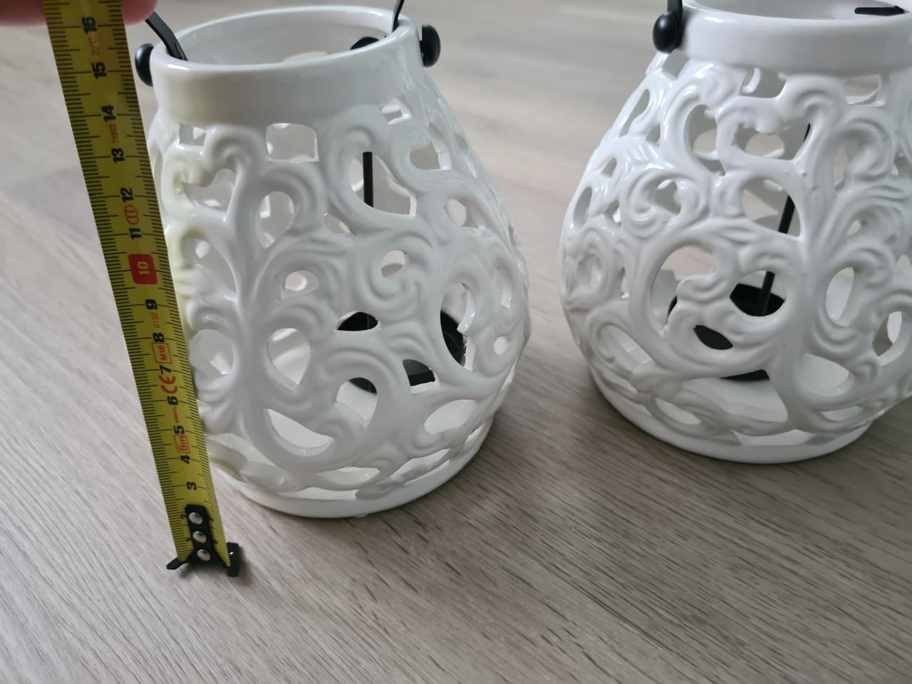 Windlichten steen wit