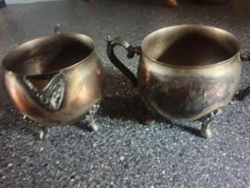 Mooi antiek suiker en melk stelletje merk leonard silver aangeboden.bieden!
