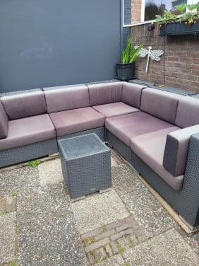 Zithoek tuin set/Lounge set van platte Rattan