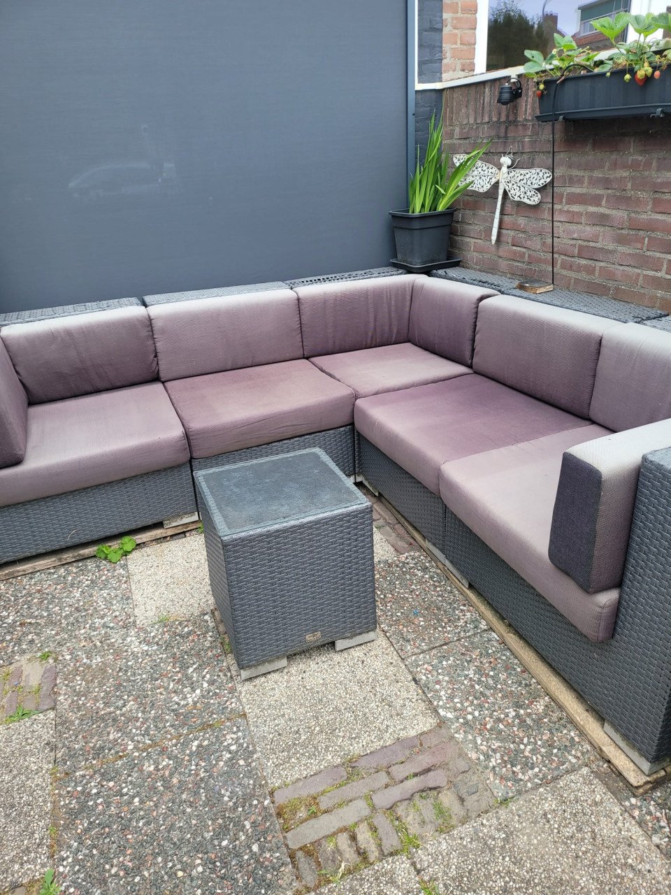 Zithoek tuin set/Lounge set van platte Rattan