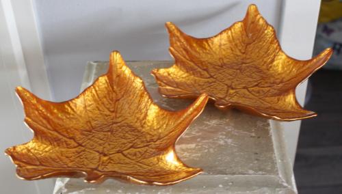 Set van 2 oranje glazen borden schalen