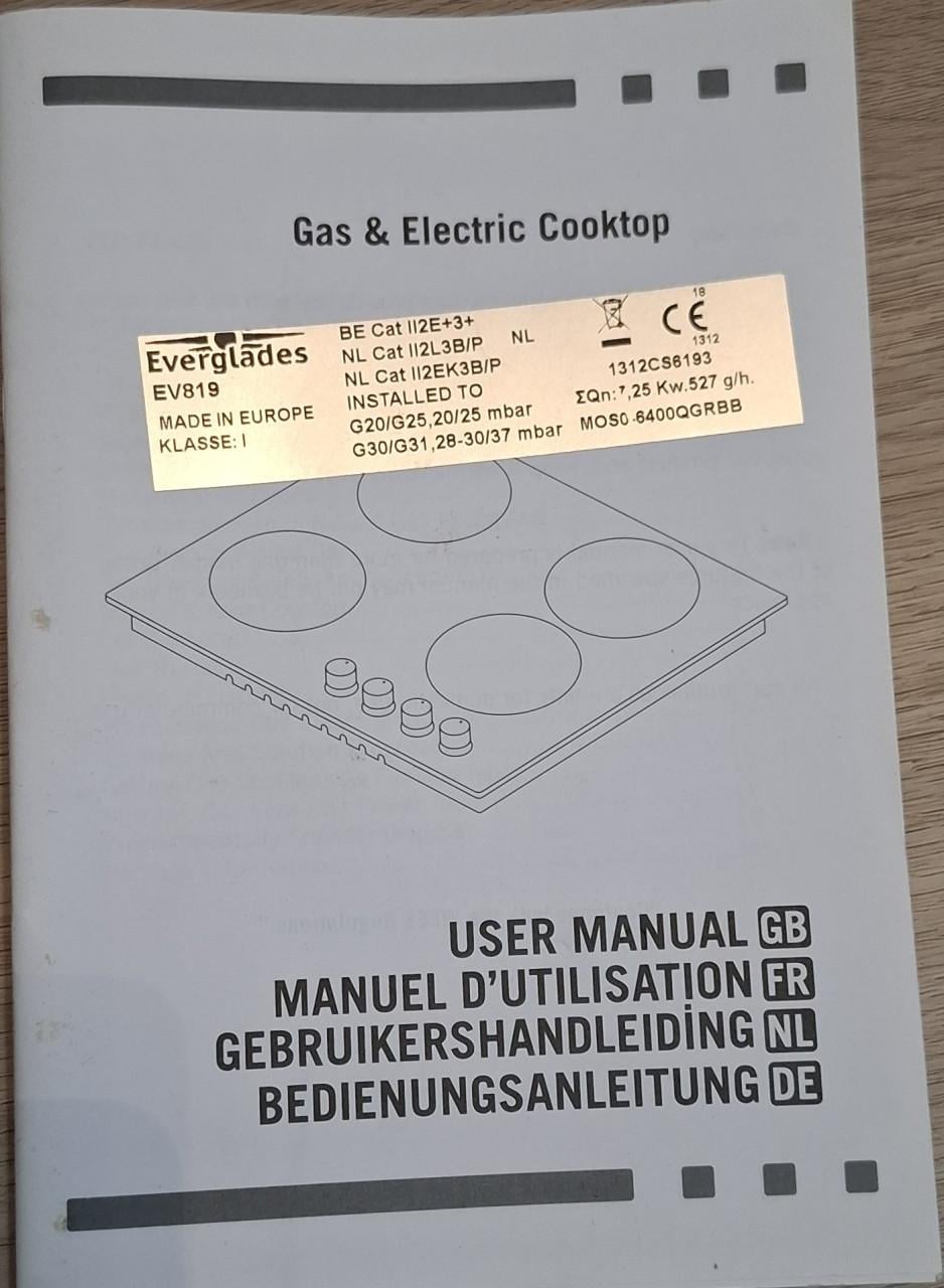 Te koop Everglades ev819 opzet gaskookplaat