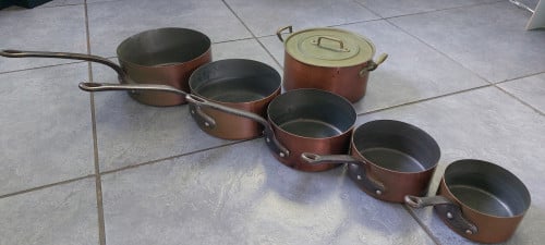 Koperen pannenset '6-delig'