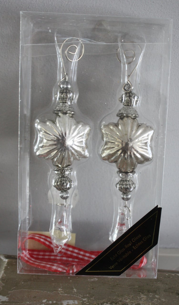 Set van 2 glazen kerstbal slinger hanger