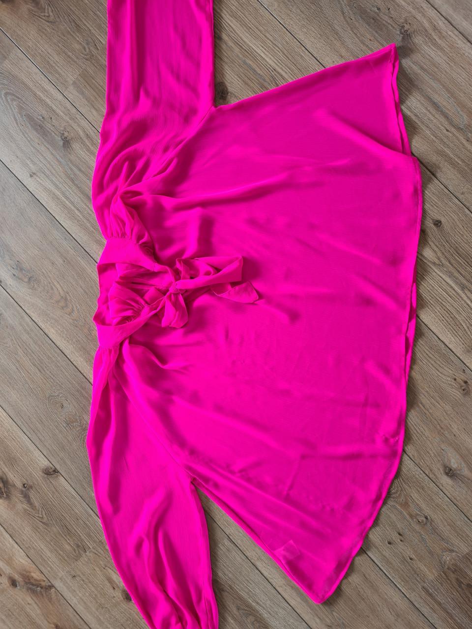 Fuchsia Roze Blouse met Strikdetail - Maat M tot XL
