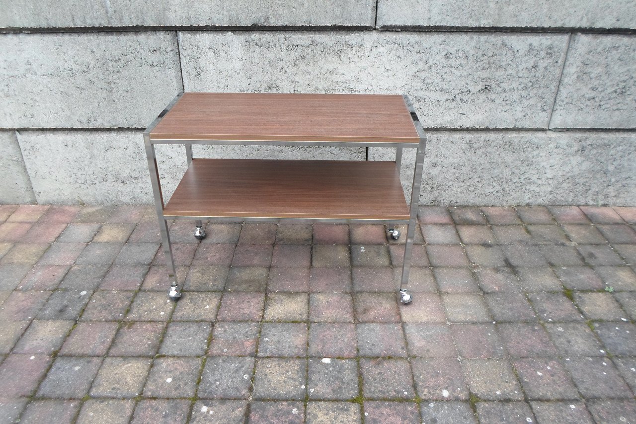 Vintage Trolley Hout Chroom