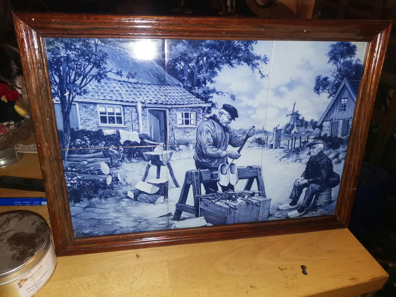 Mooi delfsblauw tegeltableau