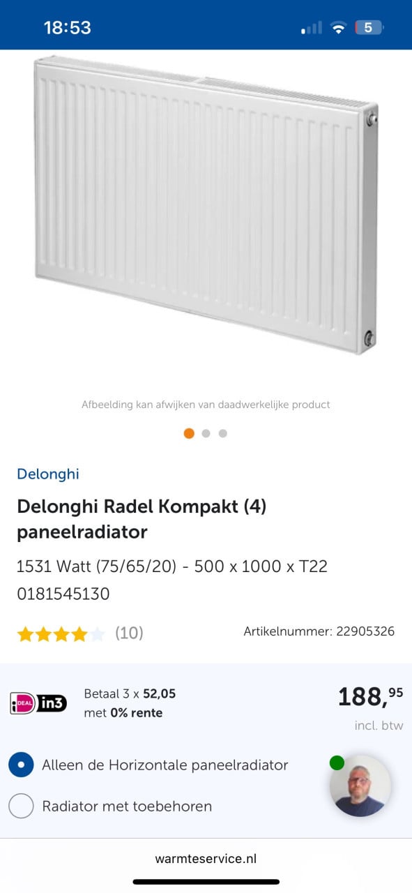 Delongi Radiator 500x1000 T22